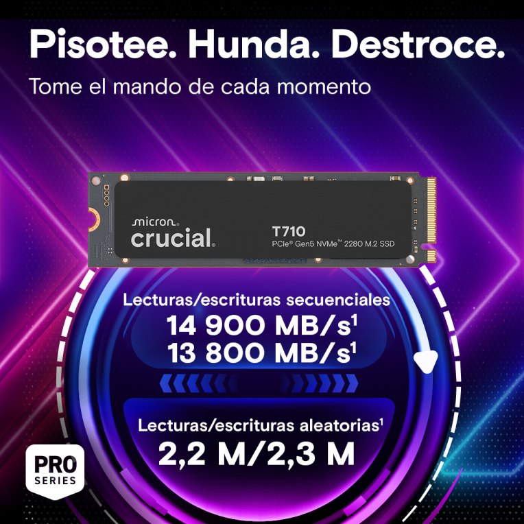 SSD CRUCIAL 1TB T710 CT1000T710SSD8 PCIE 5.0 X4 M.2 NVME GEN5 - detalle