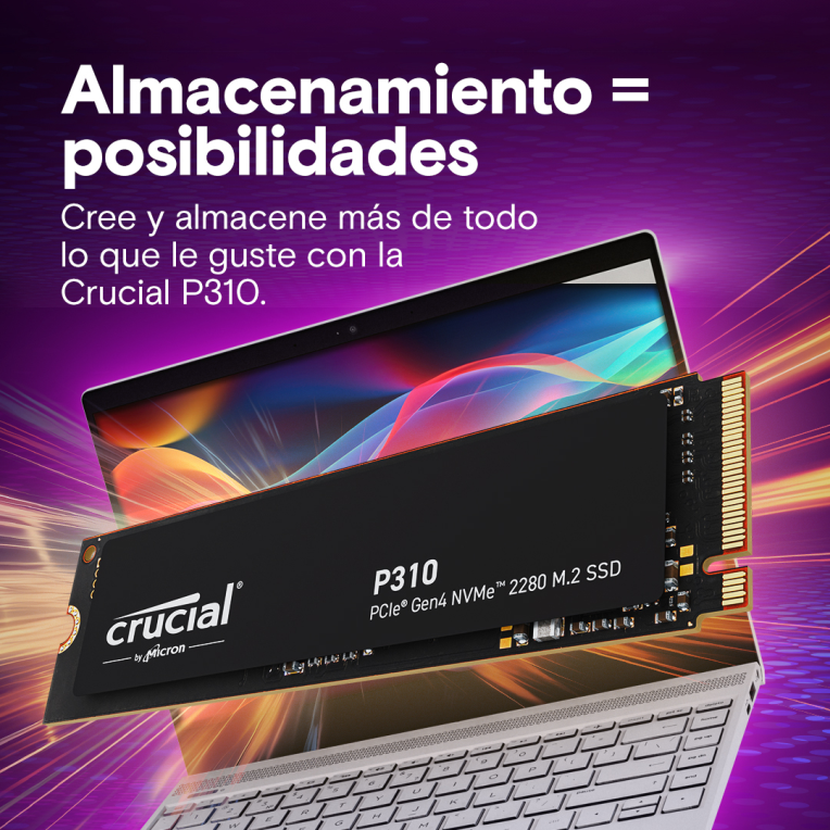 SSD CRUCIAL 4TB P310 CT4000P310SSD8 PCIE M.2 NVME PCIE 4.0 X4 - detalle