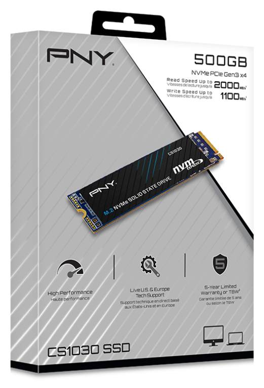 SSD PNY CS1030 500GB NVME GEN3 - detalle
