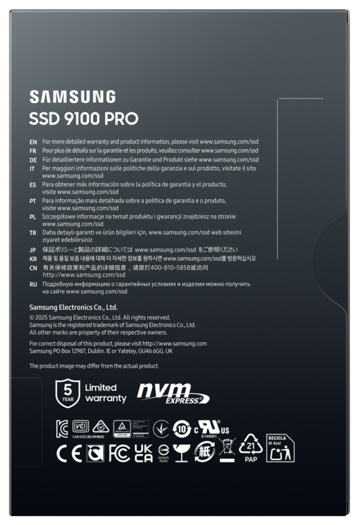 SSD SAMSUNG 9100 PRO 1TB M.2 NVME - detalle