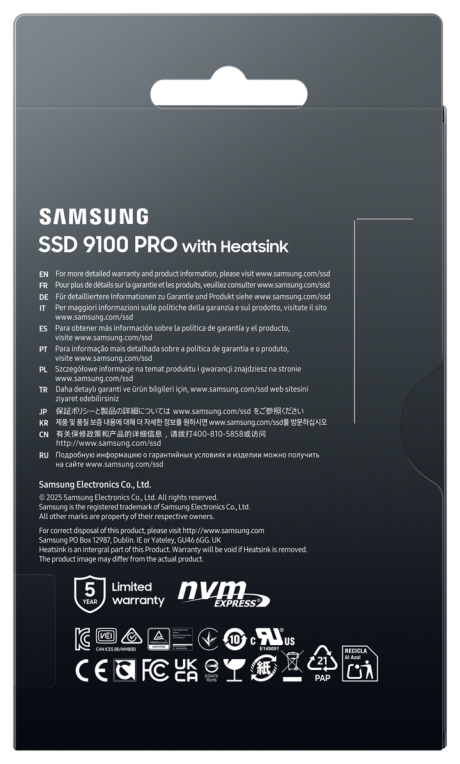 SSD SAMSUNG 9100 PRO HEATSINK 1TB NVME - detalle