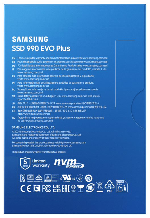 SSD SAMSUNG 990 EVO PLUS 4TB NVME - detalle