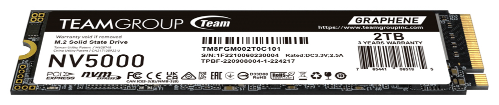 SSD TEAMGROUP NV5000 2TB NVMe PCI-E GEN4X4 C47 - detalle