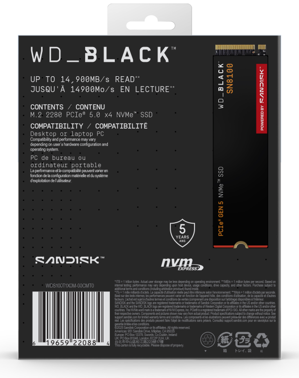 SSD WD BLACK SN580 1TB NVME 4.0 - detalle