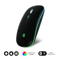 Ratón inalámbrico SUBBLIM Bluetooth y RF con luces RGB, diseño plano en color negro, para uso en ordenadores.
