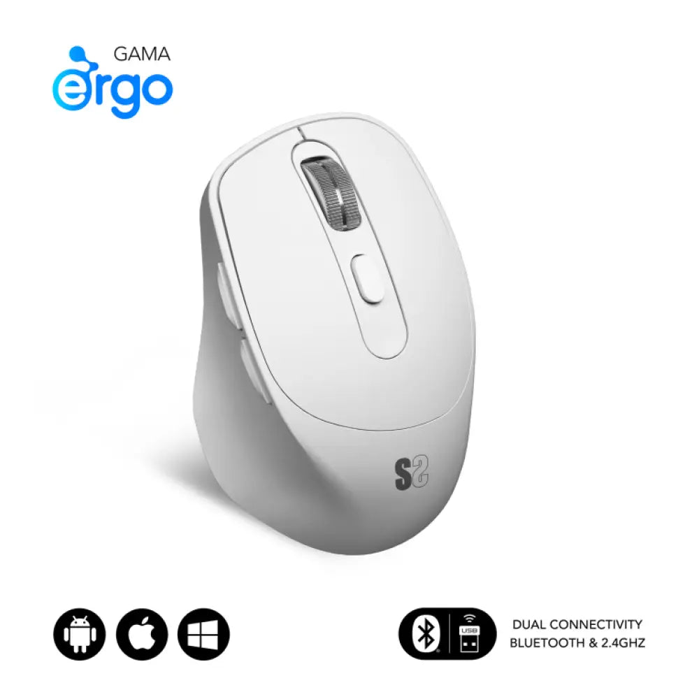SUBBLIM RATON OPTICO DUAL COMFORT ERGO DUAL BATERIA BLANCO ratón Universal mano derecha Bluetooth + USB Type-A Óptico 24