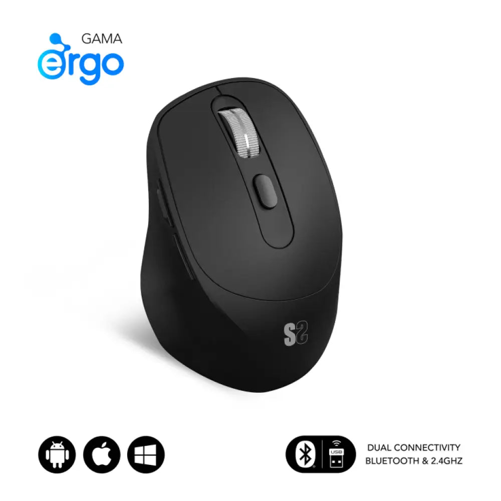 SUBBLIM RATON OPTICO DUAL COMFORT ERGO DUAL BATERIA NEGRO ratón Universal mano derecha Bluetooth + USB Type-A Óptico 240