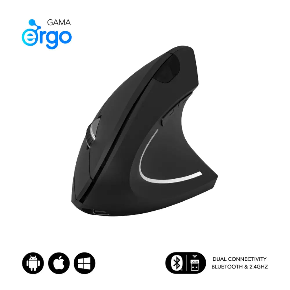 SUBBLIM RATON OPTICO DUAL GLIDE VERTICAL ERGO DUAL BATERIA NEGRO ratón Universal mano derecha Bluetooth + USB Type-A Ópt
