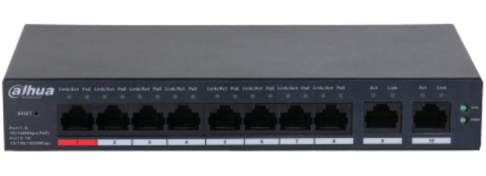 SWITCH CLOUD DAHUA DH-CS4010-8ET-110 SWITCH WITH 8-PORT POE - detalle