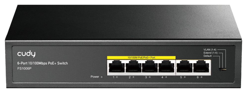 SWITCH CUDY 6-PORT 10/100M POE+ SWITCH 60W