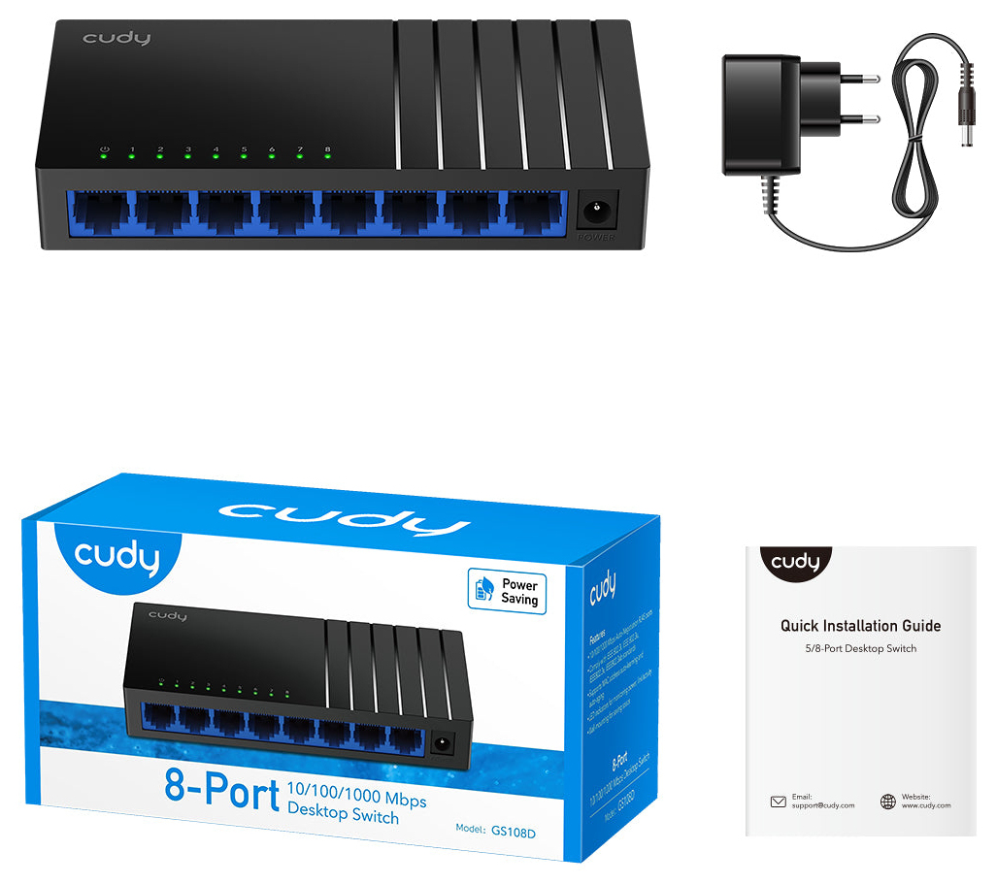 SWITCH CUDY 8-PORT GIGABIT DESKTOP SWITCH GS108D - detalle
