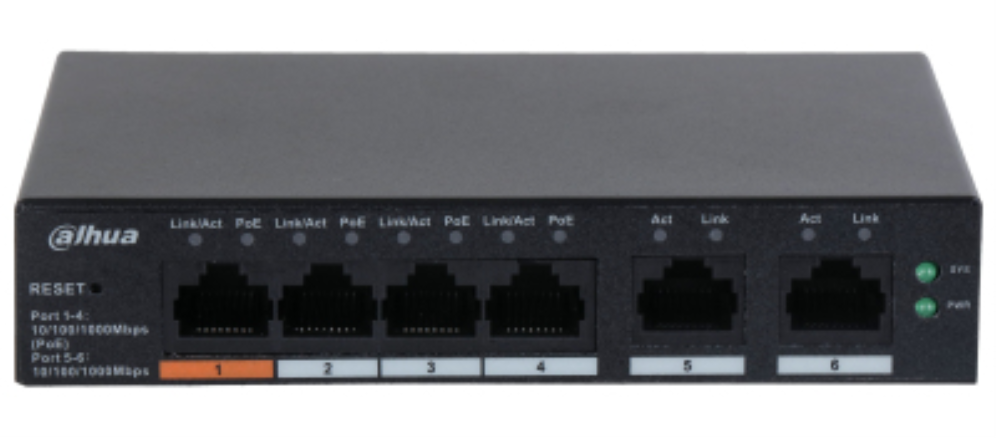 SWITCH IT DAHUA DH-CS4006-4GT-60 GIGABIT SWITCH WITH 4-PORT POE - detalle