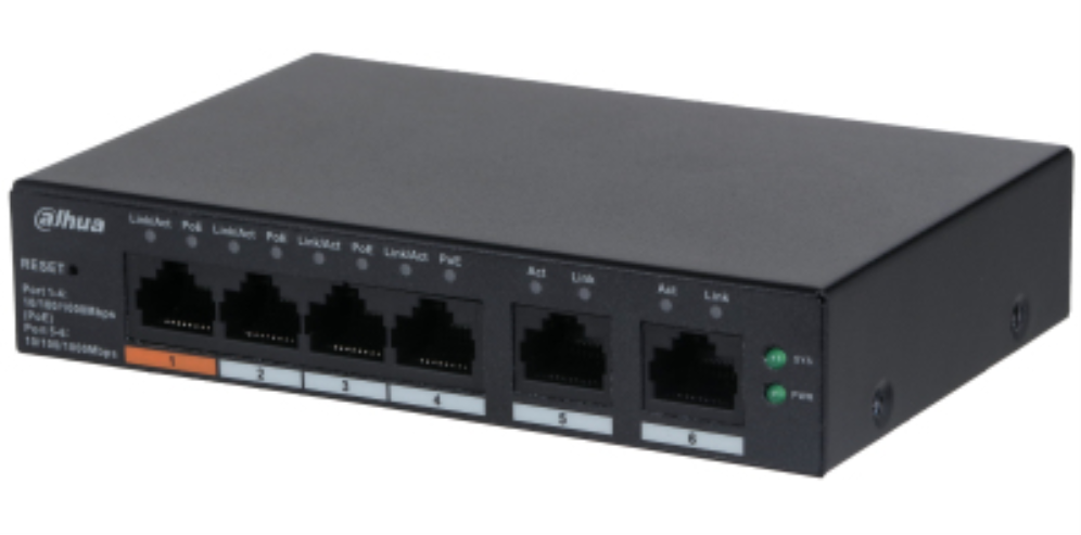 SWITCH IT DAHUA DH-CS4006-4GT-60 GIGABIT SWITCH WITH 4-PORT POE