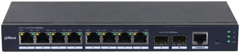 SWITCH IT DAHUA DH-SG4010-2F 10-PORT MANAGED DESKTOP GIGABIT SWITCH - detalle