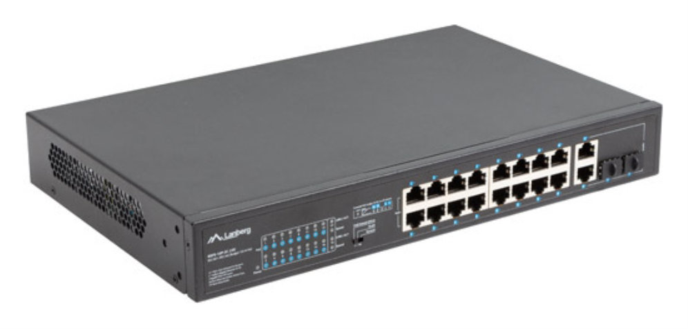 SWITCH LANBERG 16 PTOS 100MB POE+/2X 1GB/1X SFP GIGABIT ETHERNET 250W RACK 19" - detalle