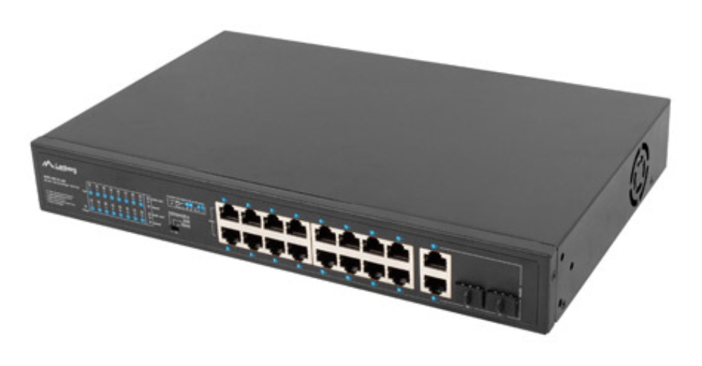 SWITCH LANBERG 16 PTOS 100MB POE+/2X 1GB/1X SFP GIGABIT ETHERNET 250W RACK 19" - detalle