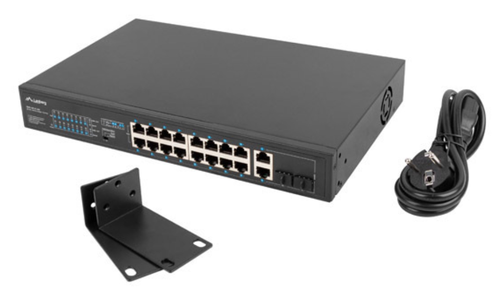SWITCH LANBERG 16 PTOS 100MB POE+/2X 1GB/1X SFP GIGABIT ETHERNET 250W RACK 19" - detalle
