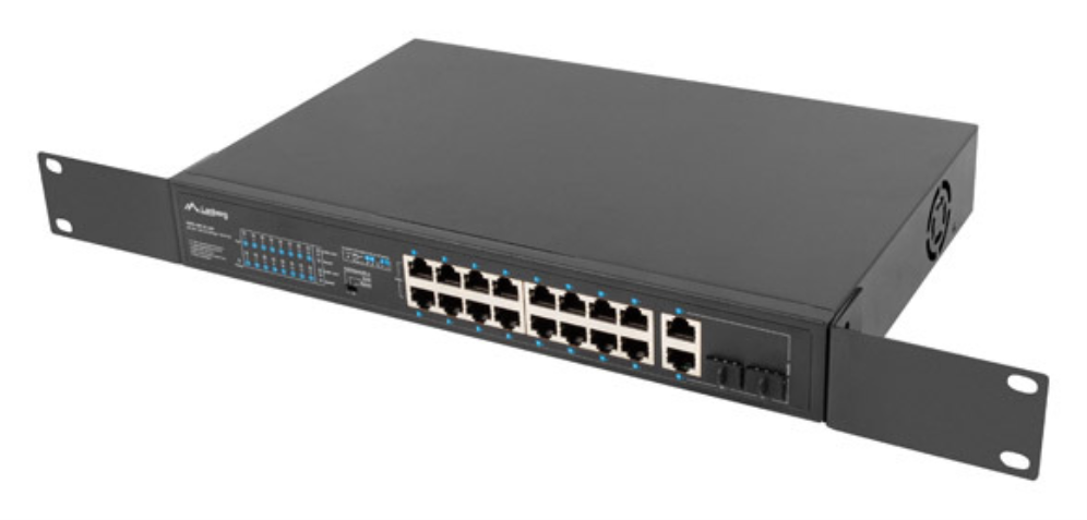 SWITCH LANBERG 16 PTOS 100MB POE+/2X 1GB/1X SFP GIGABIT ETHERNET 250W RACK 19" - detalle