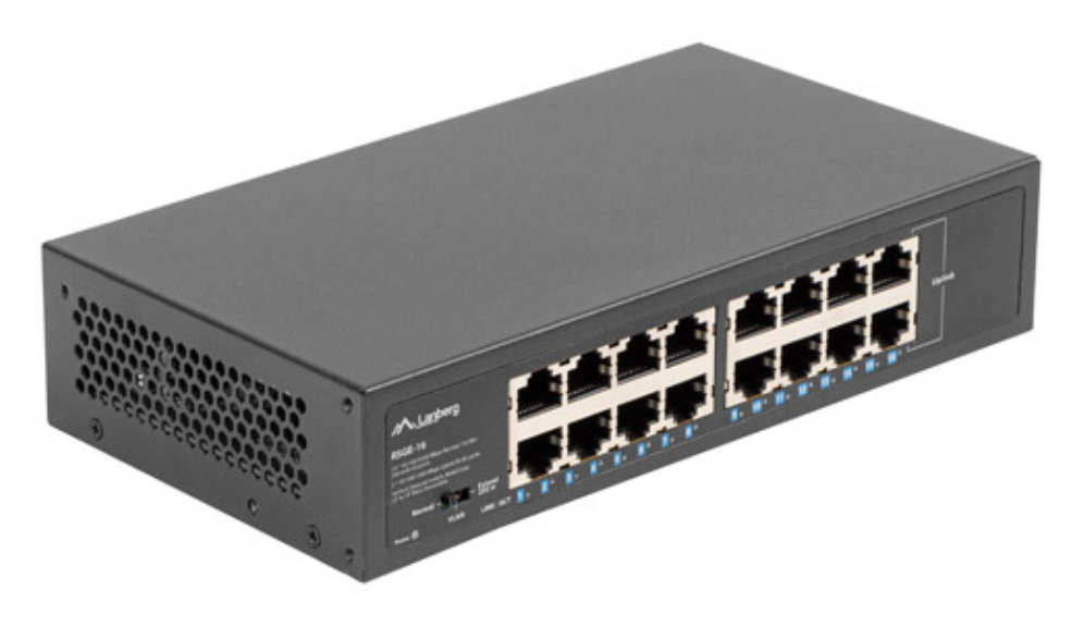 SWITCH LANBERG 16 PUERTOS GIGABIT ETHERNET RACK 10"/19"