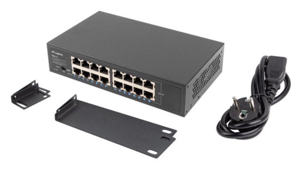 SWITCH LANBERG 16 PUERTOS GIGABIT ETHERNET RACK 10"/19" - detalle
