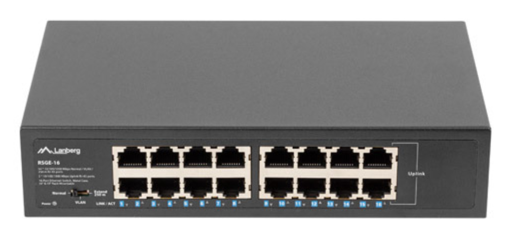 SWITCH LANBERG 16 PUERTOS GIGABIT ETHERNET RACK 10"/19" - detalle