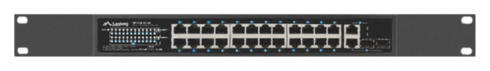 SWITCH LANBERG 24 PTOS 100MB POE+/2X COMBO GIGABIT ETHERNET 250W RACK 19" - detalle
