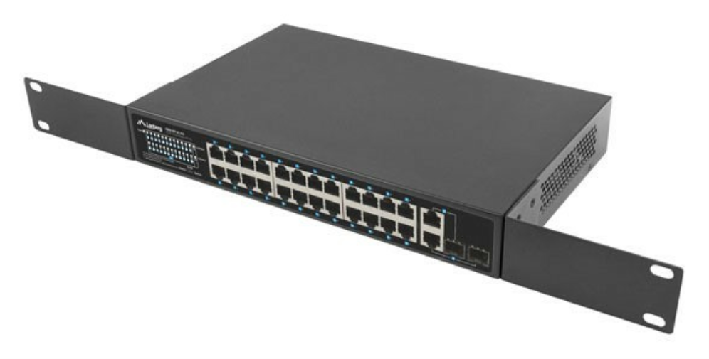 SWITCH LANBERG 24 PTOS 100MB POE+/2X COMBO GIGABIT ETHERNET 360W V2 RACK 19" - detalle