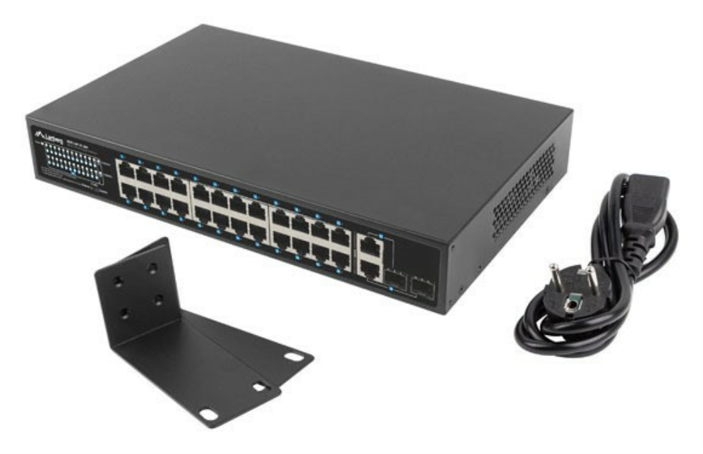 SWITCH LANBERG 24 PTOS 100MB POE+/2X COMBO GIGABIT ETHERNET 360W V2 RACK 19" - detalle