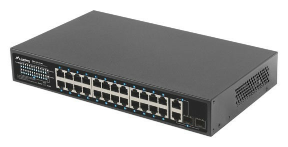 SWITCH LANBERG 24 PTOS 100MB POE+/2X COMBO GIGABIT ETHERNET 360W V2 RACK 19" - detalle