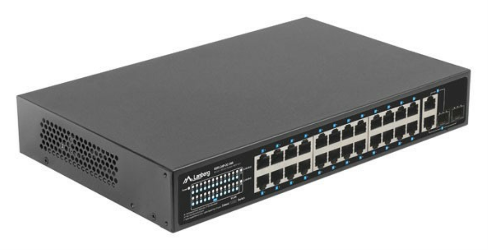 SWITCH LANBERG 24 PTOS 100MB POE+/2X COMBO GIGABIT ETHERNET 360W V2 RACK 19" - detalle