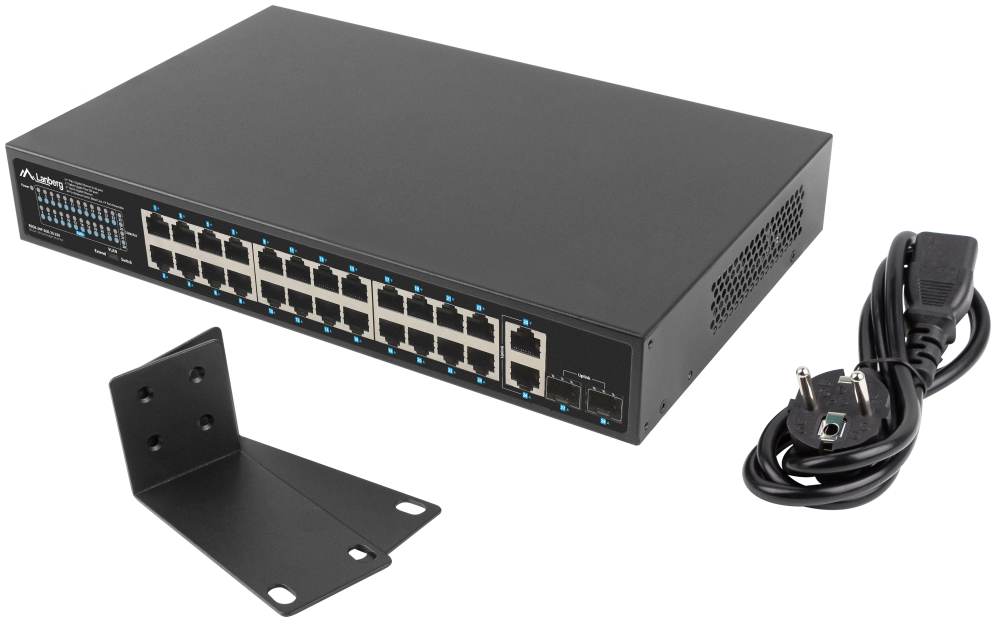 SWITCH LANBERG 24 PTOS 1GB POE+/2X SFP 2X GBIT ETHERNET 250W RACK 19"