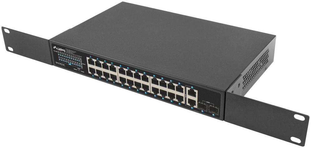 SWITCH LANBERG 24 PTOS 1GB POE+/2X SFP 2X GBIT ETHERNET 360W RACK 19" - detalle