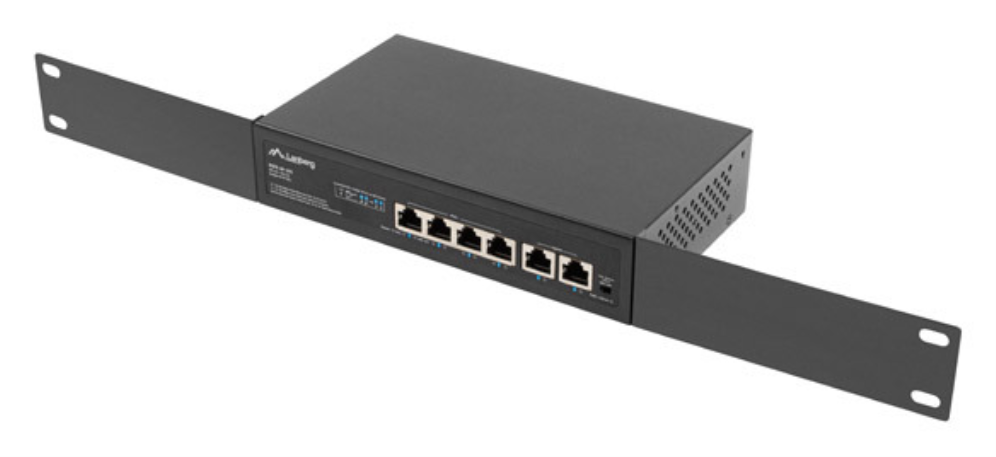 SWITCH LANBERG 6 PTOS 100MB 4xPOE+/2x FAST ETHER 60W RACK 10"/19" - detalle