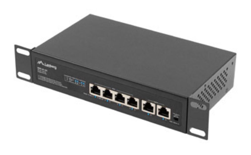 SWITCH LANBERG 6 PTOS 100MB 4xPOE+/2x FAST ETHER 60W RACK 10"/19" - detalle