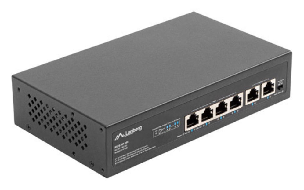 SWITCH LANBERG 6 PTOS 100MB 4xPOE+/2x FAST ETHER 60W RACK 10"/19" - detalle