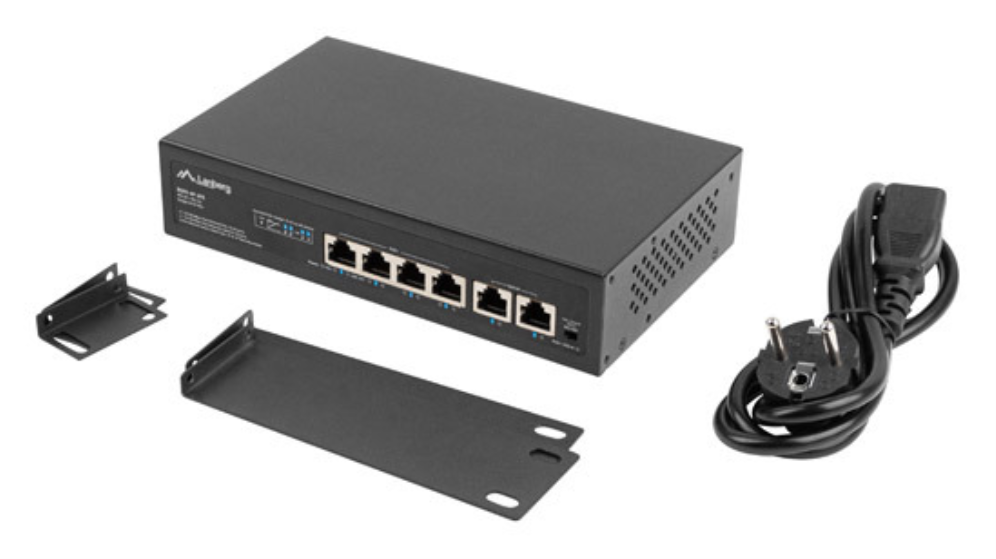SWITCH LANBERG 6 PTOS 100MB 4xPOE+/2x FAST ETHER 60W RACK 10"/19" - detalle