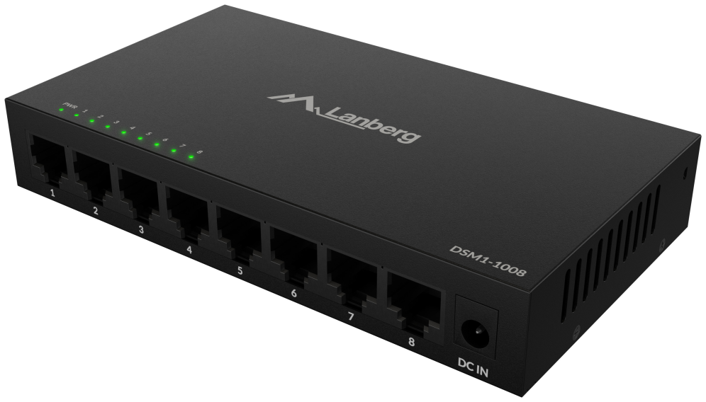 Lanberg DSM1-1008 switch No administrado Gigabit Ethernet (10/100/1000) Escritorio Negro