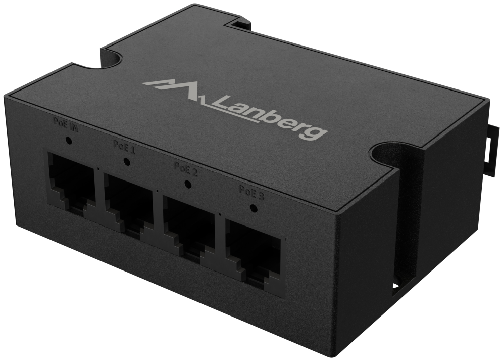 Lanberg DIN-FE4-AT-30W adaptador e inyector de PoE Ethernet rápido