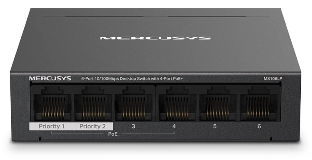 SWITCH MERCUSYS MS106LP 6 PUERTOS 10/100MBPS Y 4 PUERTOS POE+