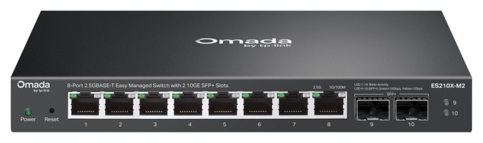 SWITCH OMADA ES210X-M2 8-PORT EASY MANAGED SWITCH WITH 2 10GE SFP+ SLOTS