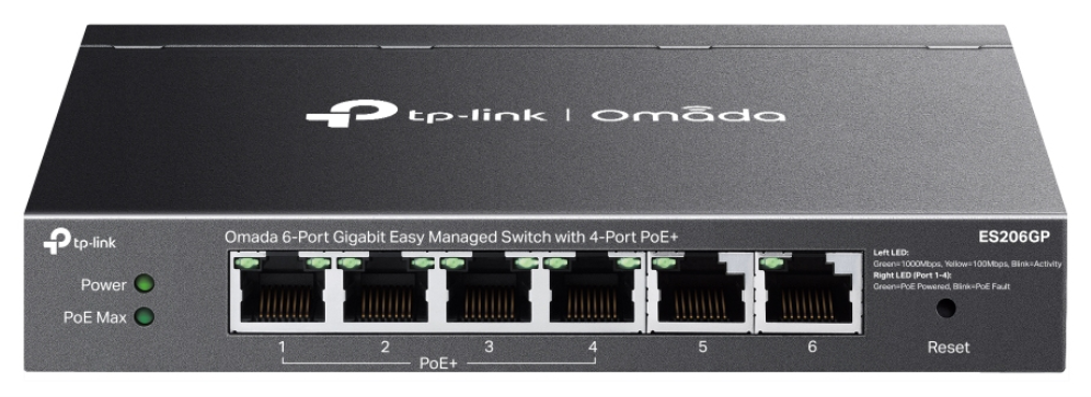 SWITCH OMADA ESA206GP 6 PUERTOS GIGABIT 4 PUERTOS POE+