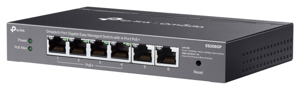 SWITCH OMADA ESA206GP 6 PUERTOS GIGABIT 4 PUERTOS POE+ - detalle