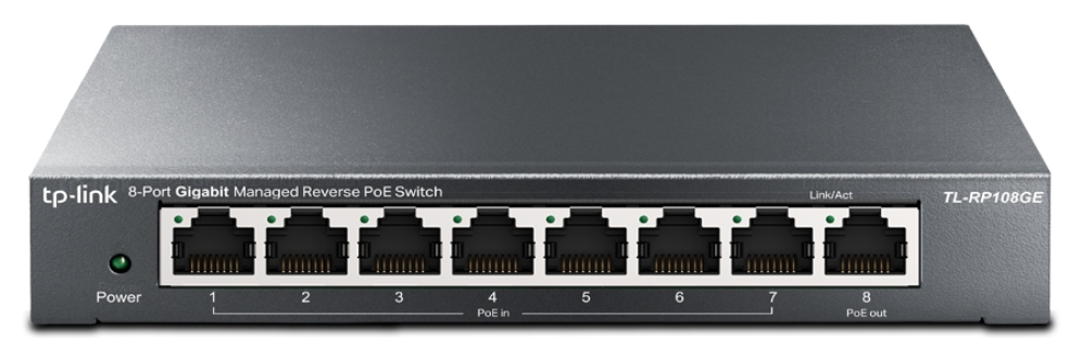 SWITCH OMADA RP108GE 8-PORT GIGA MANAGED REVERSE POE REQUIERE POE ADICIONAL