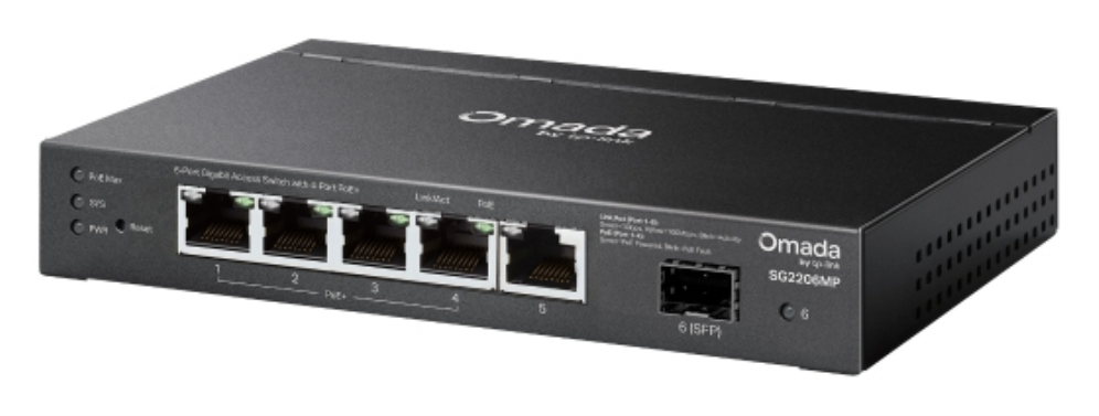SWITCH POE OMADA SG2206MP 6-PUERTOS GIGABIT Y 4 PUERTOS POE - detalle
