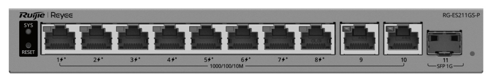 Ruijie Networks RG-ES211GS-P switch Gestionado L2 Gigabit Ethernet (10/100/1000) Energía sobre Ethernet (PoE) Gris