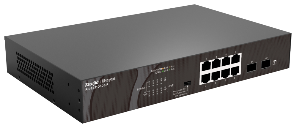SWITCH RUIJIE REYEE RG-ES110GDS-P GIGALAN 8p SFP 2p POE - detalle
