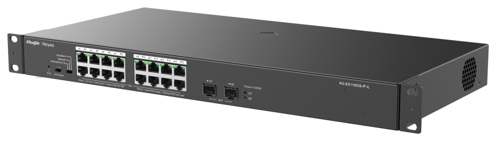 SWITCH RUIJIE REYEE RG-ES118GS-P-L 16P DOWLINK + 2UPLINK SFP - detalle