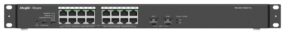 SWITCH RUIJIE REYEE RG-ES118GS-P-L 16P DOWLINK + 2UPLINK SFP