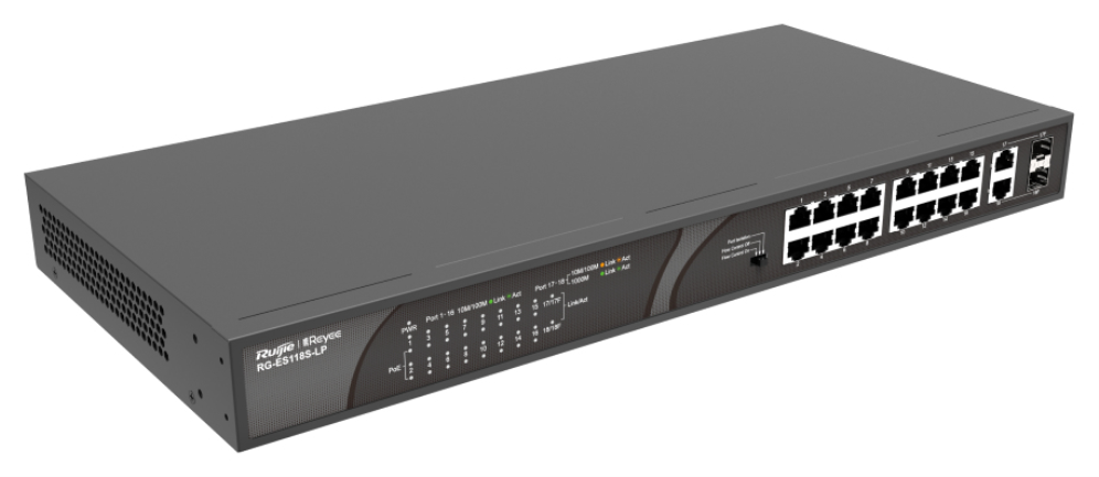 SWITCH RUIJIE REYEE RG-ES118S-LP 10/100 16p GIGALAN 2p POE - detalle