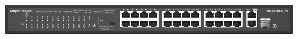 SWITCH RUIJIE REYEE RG-ES126S-P V2 10/100 24p GIGA 2p POE 180w